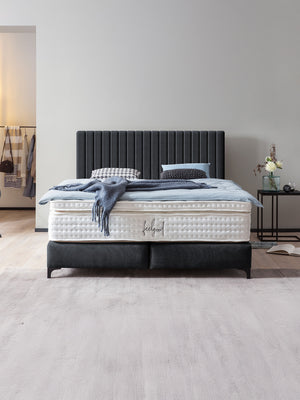 Webstoff Boxspringbett Schwarz PARIS