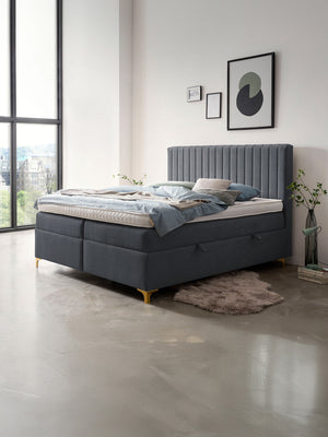 Webstoff Boxspringbett mit Stauraum Anthrazit PARIS