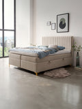 Webstoff Boxspringbett mit Stauraum Beige PARIS