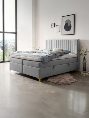 Webstoff Boxspringbett mit Stauraum Hellgrau PARIS