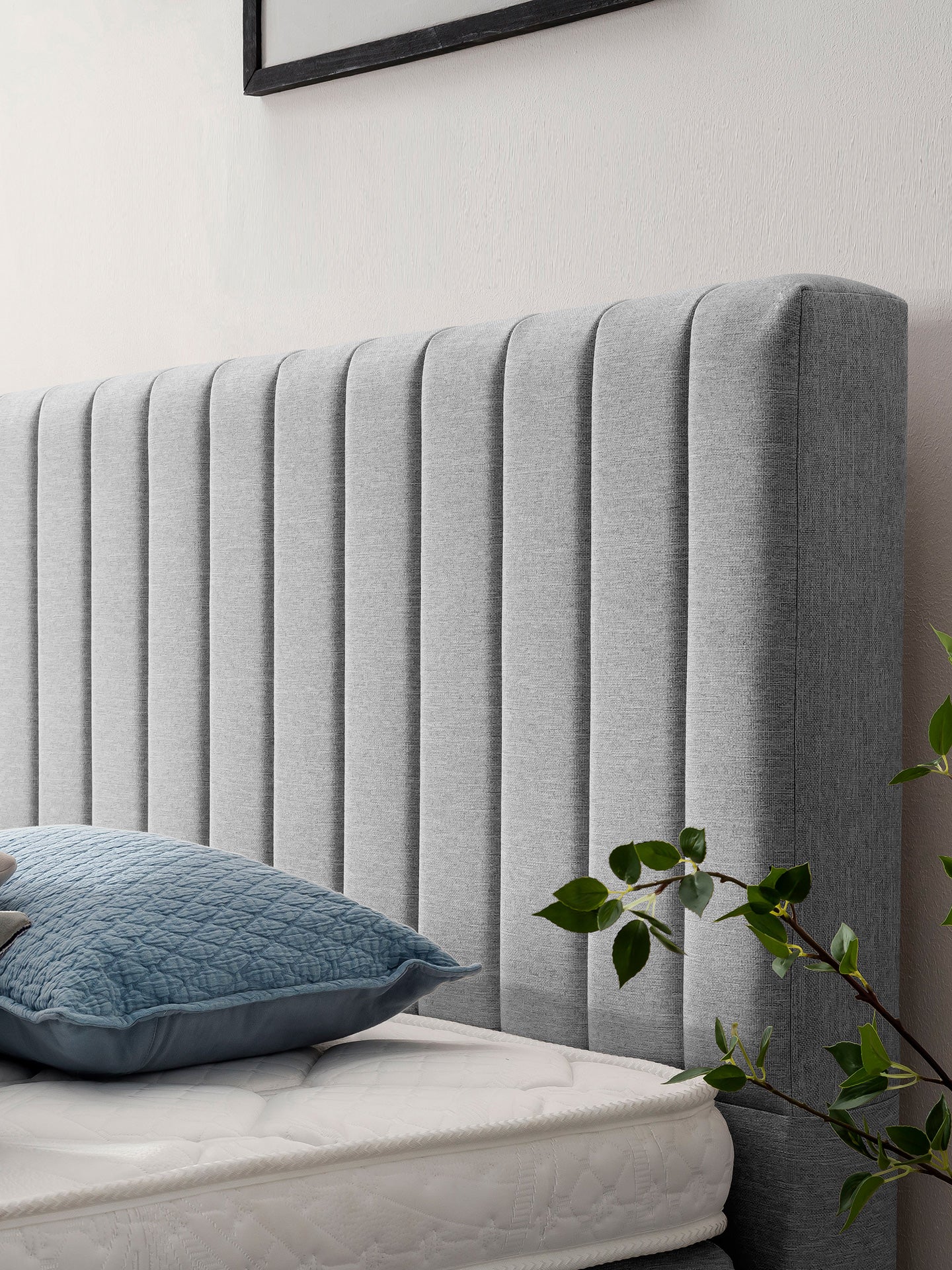 Webstoff Boxspringbett mit Stauraum Hellgrau PARIS