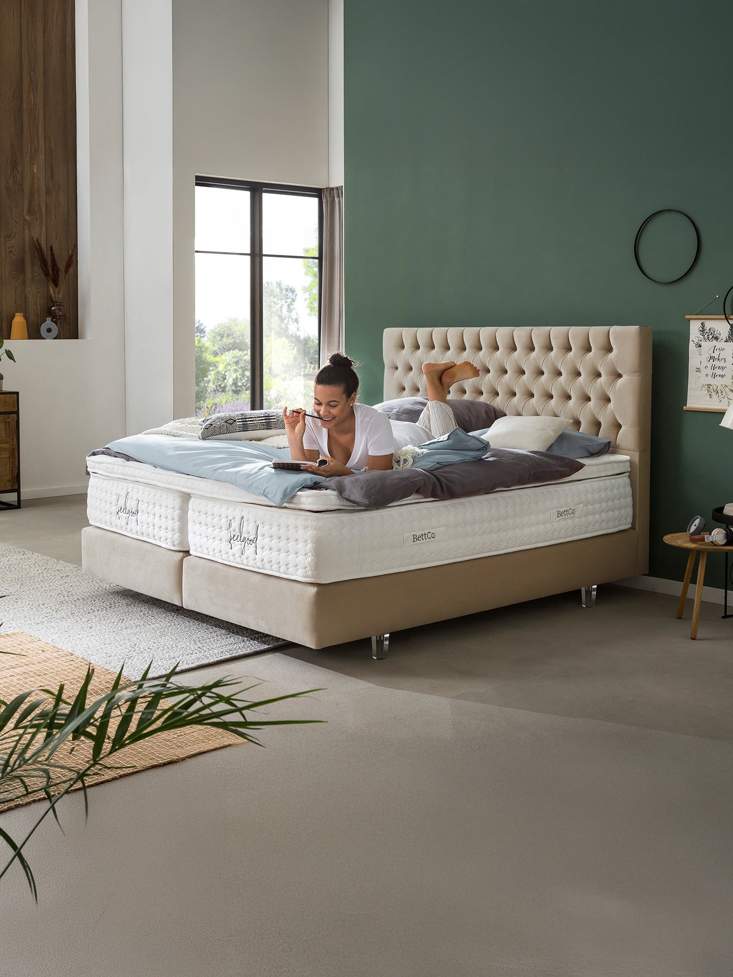 Samt Boxspringbett Beige VEGAS