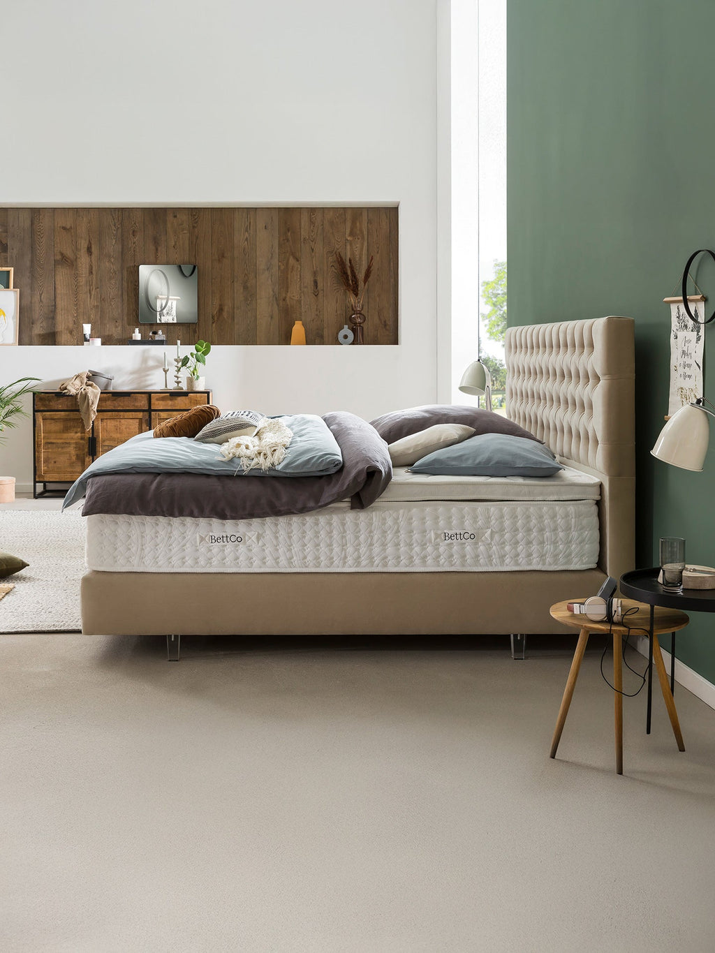 Samt Boxspringbett Beige VEGAS BettCo Boxspringbetten