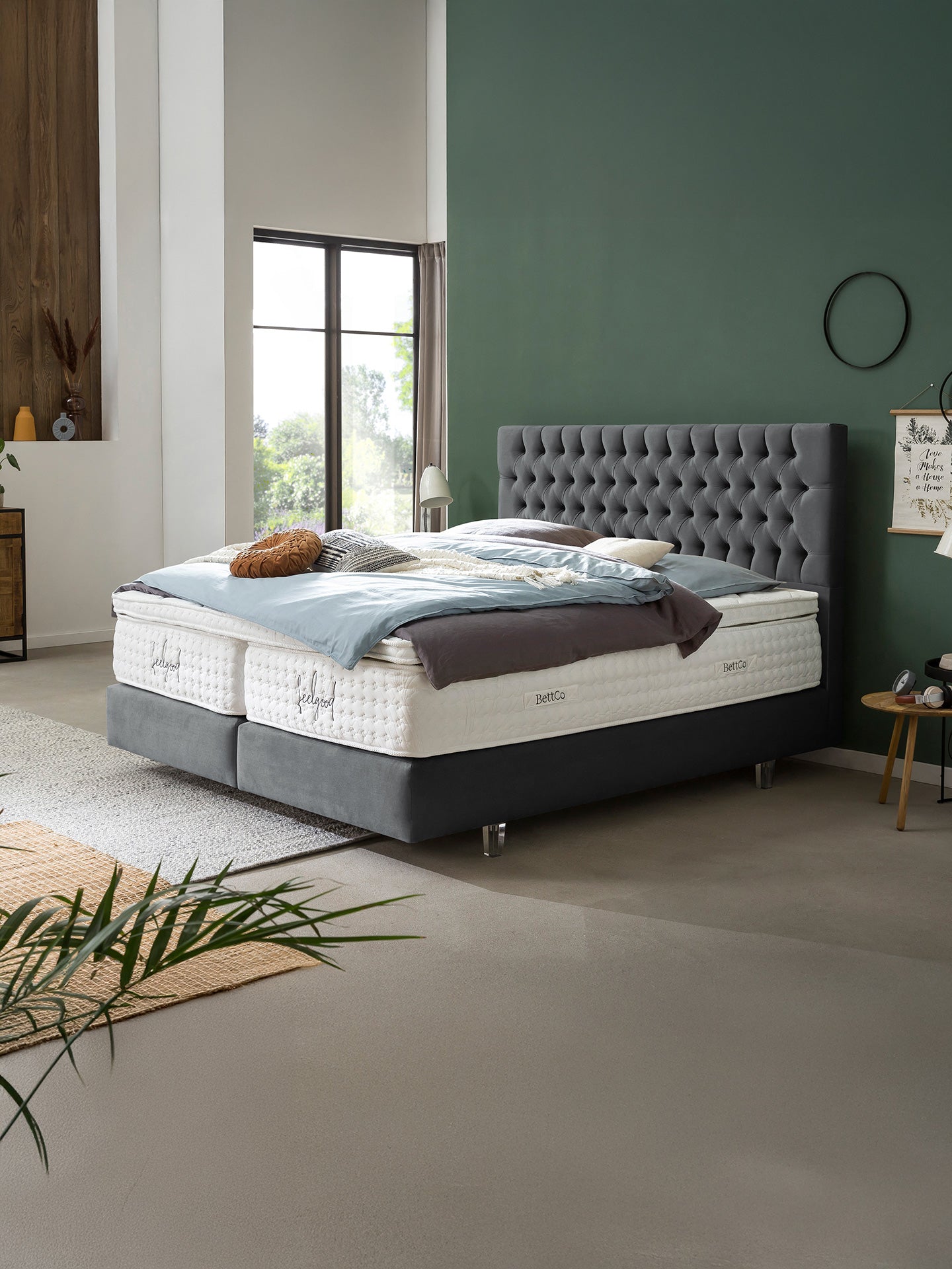 Samt Boxspringbett Dunkelgrau VEGAS