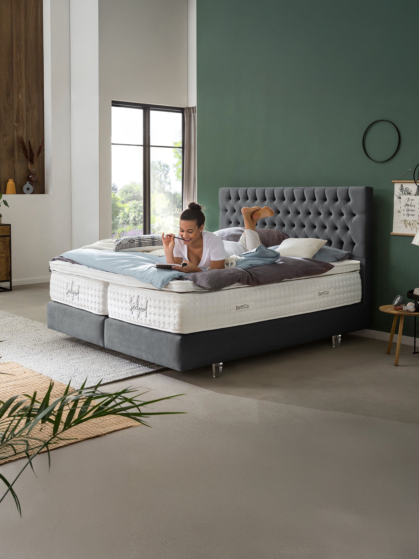 Samt Boxspringbett Dunkelgrau VEGAS