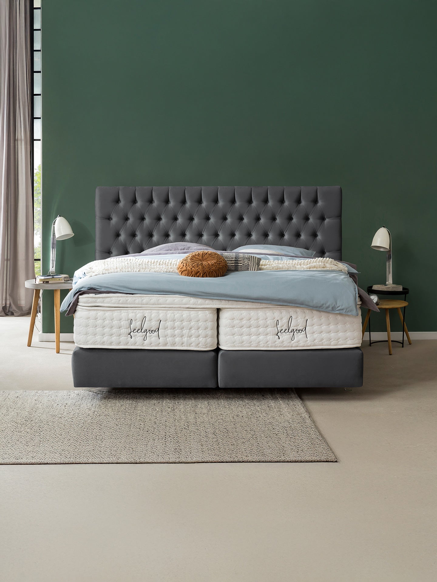 Samt Boxspringbett Dunkelgrau VEGAS