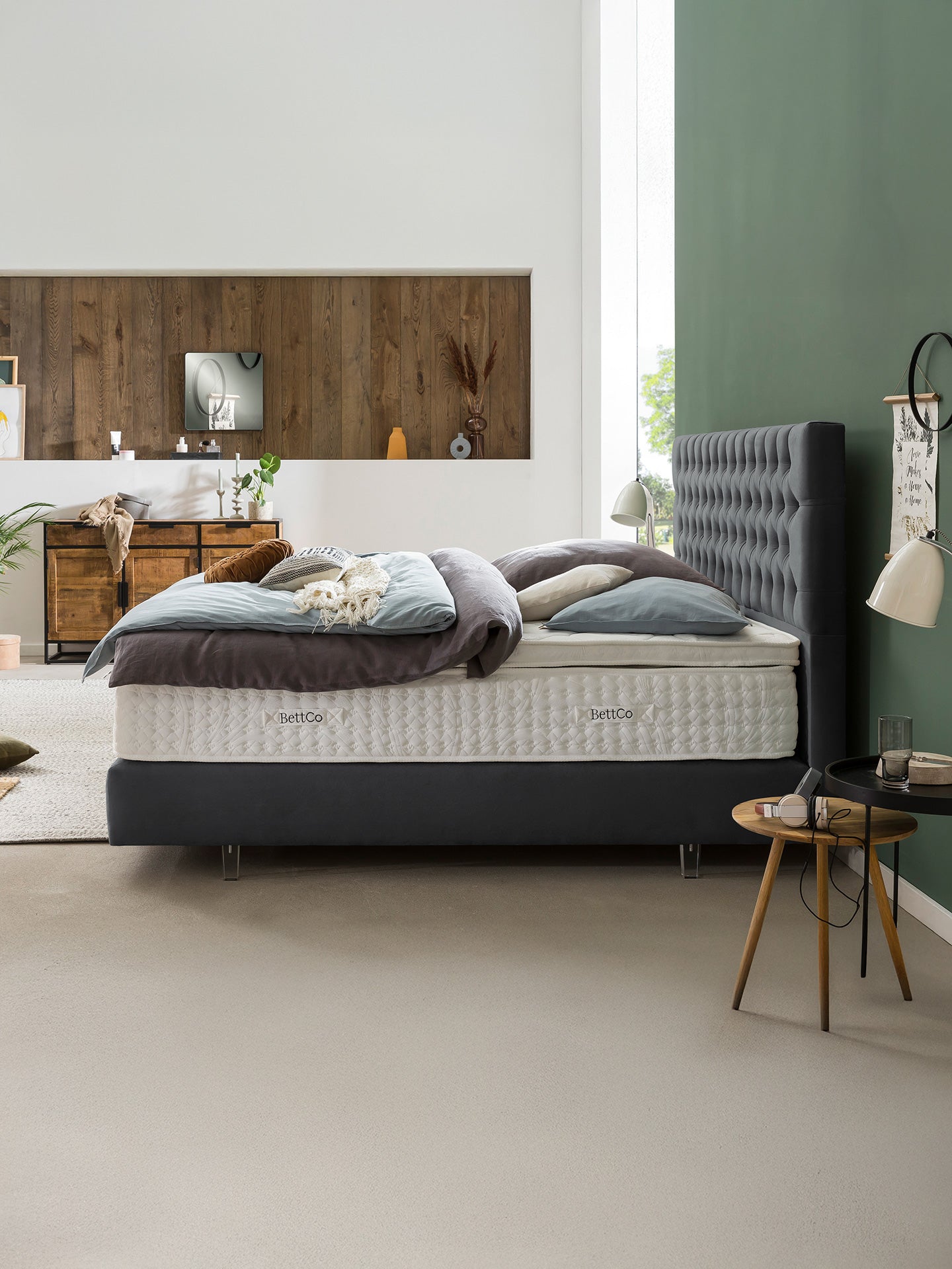 Samt Boxspringbett Dunkelgrau VEGAS