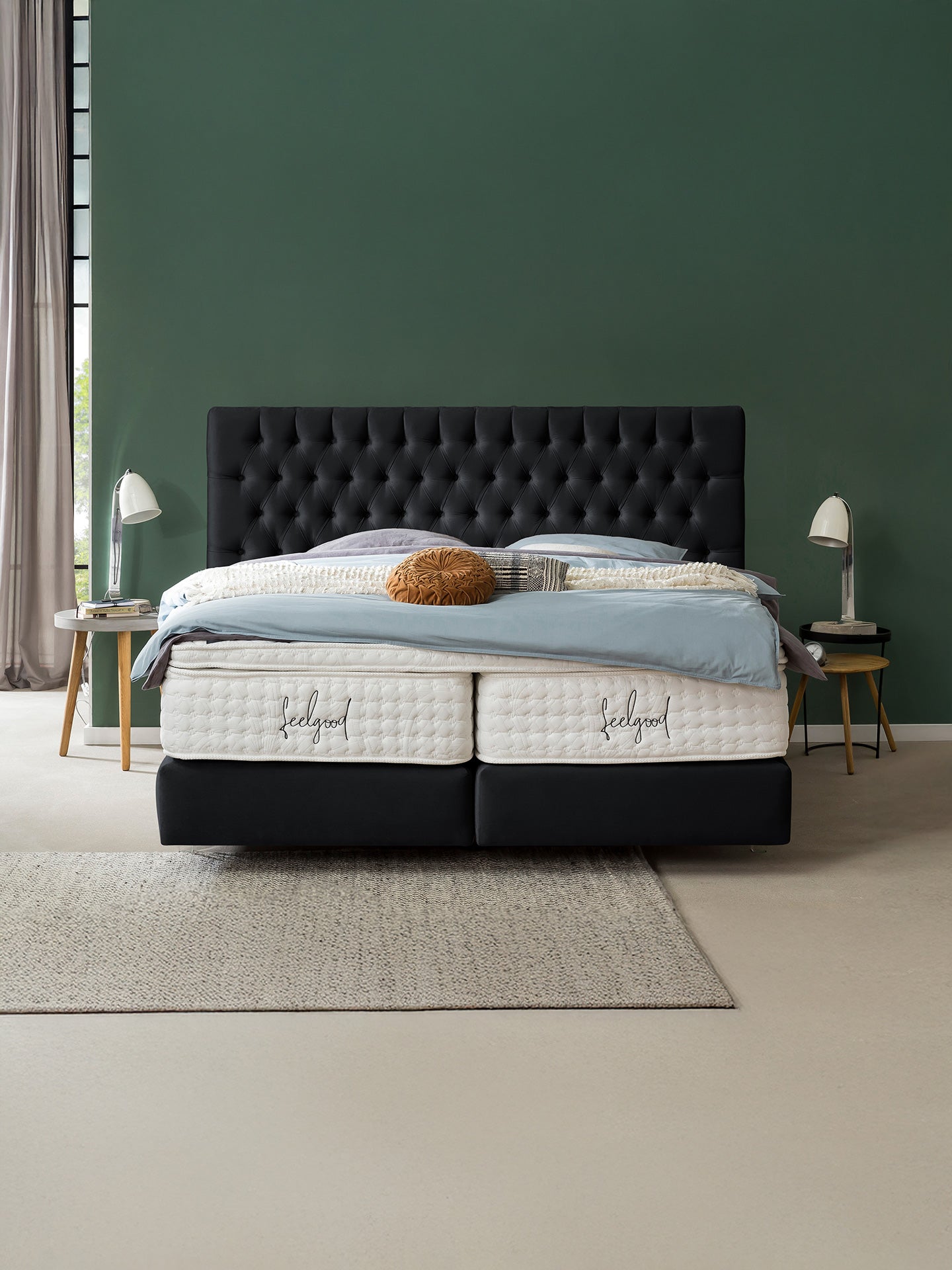 Samt Boxspringbett Schwarz VEGAS