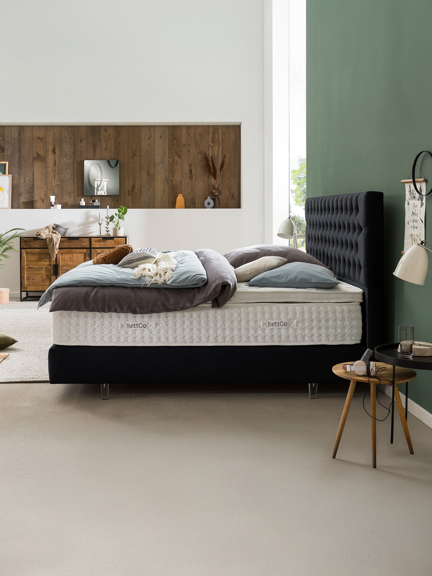 Samt Boxspringbett Schwarz VEGAS