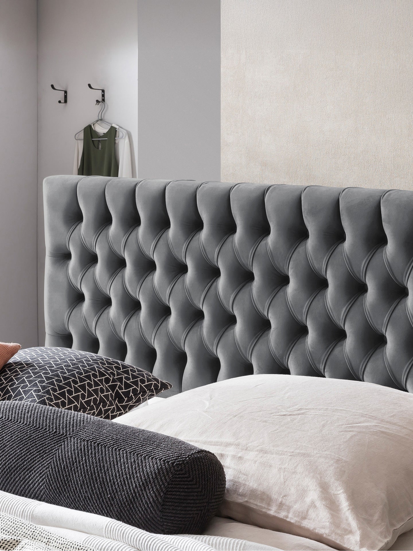 Velours Boxspringbett Dunkelgrau VEGAS