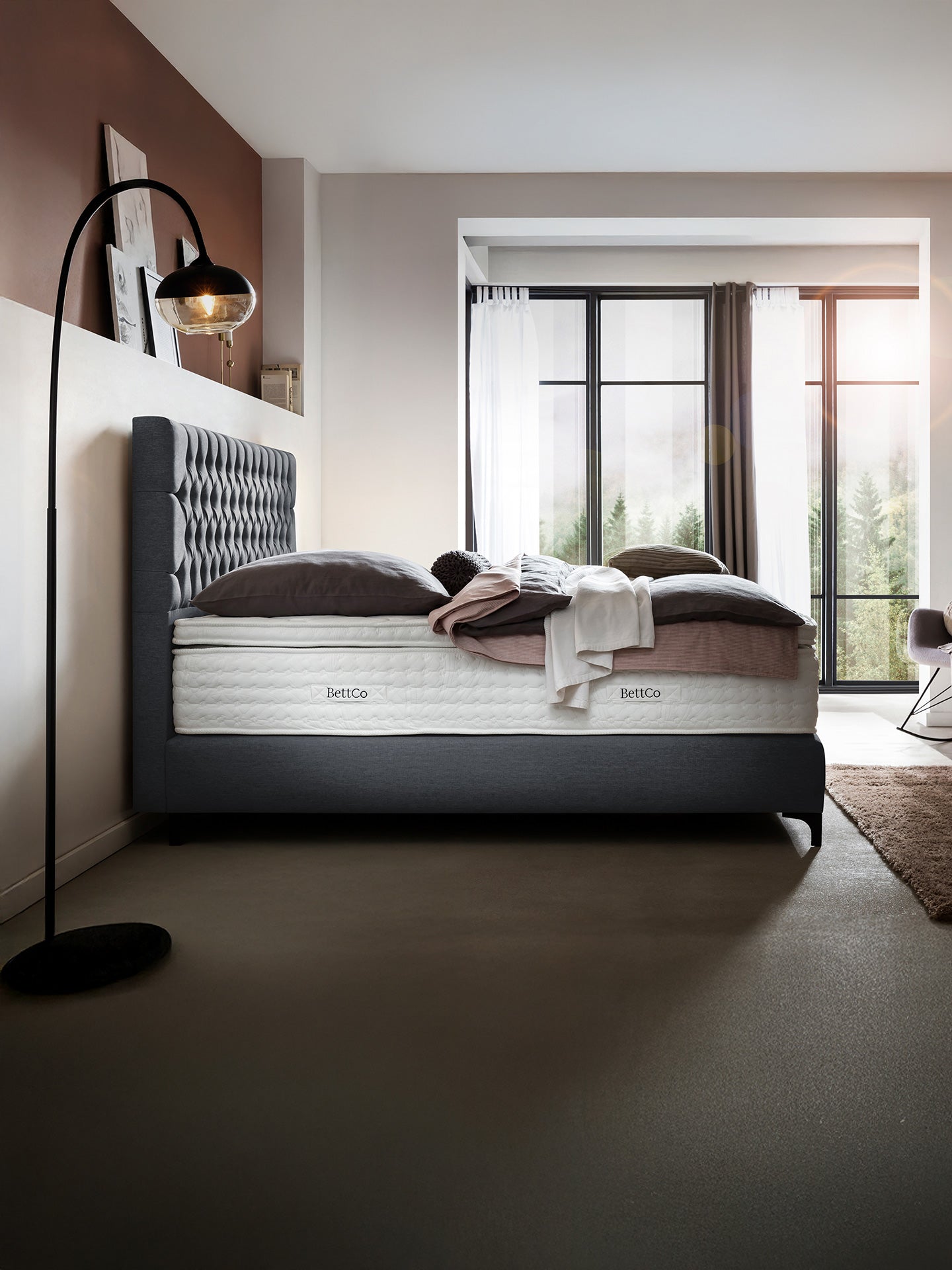 Webstoff Boxspringbett Anthrazit VEGAS