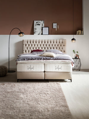 Webstoff Boxspringbett Beige VEGAS