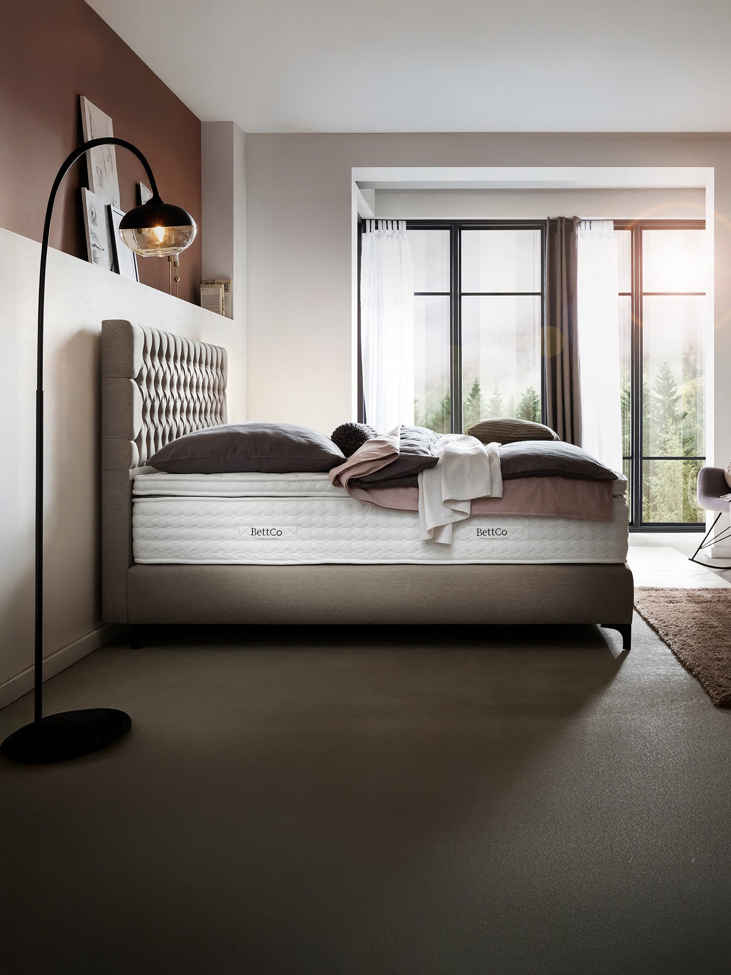 Webstoff Boxspringbett Nougat VEGAS