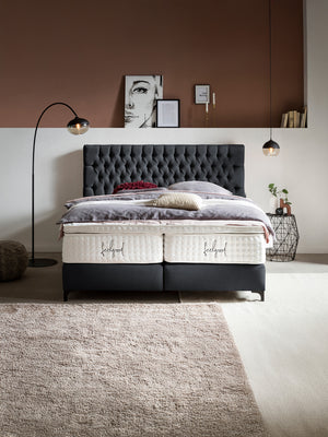 Webstoff Boxspringbett Schwarz VEGAS