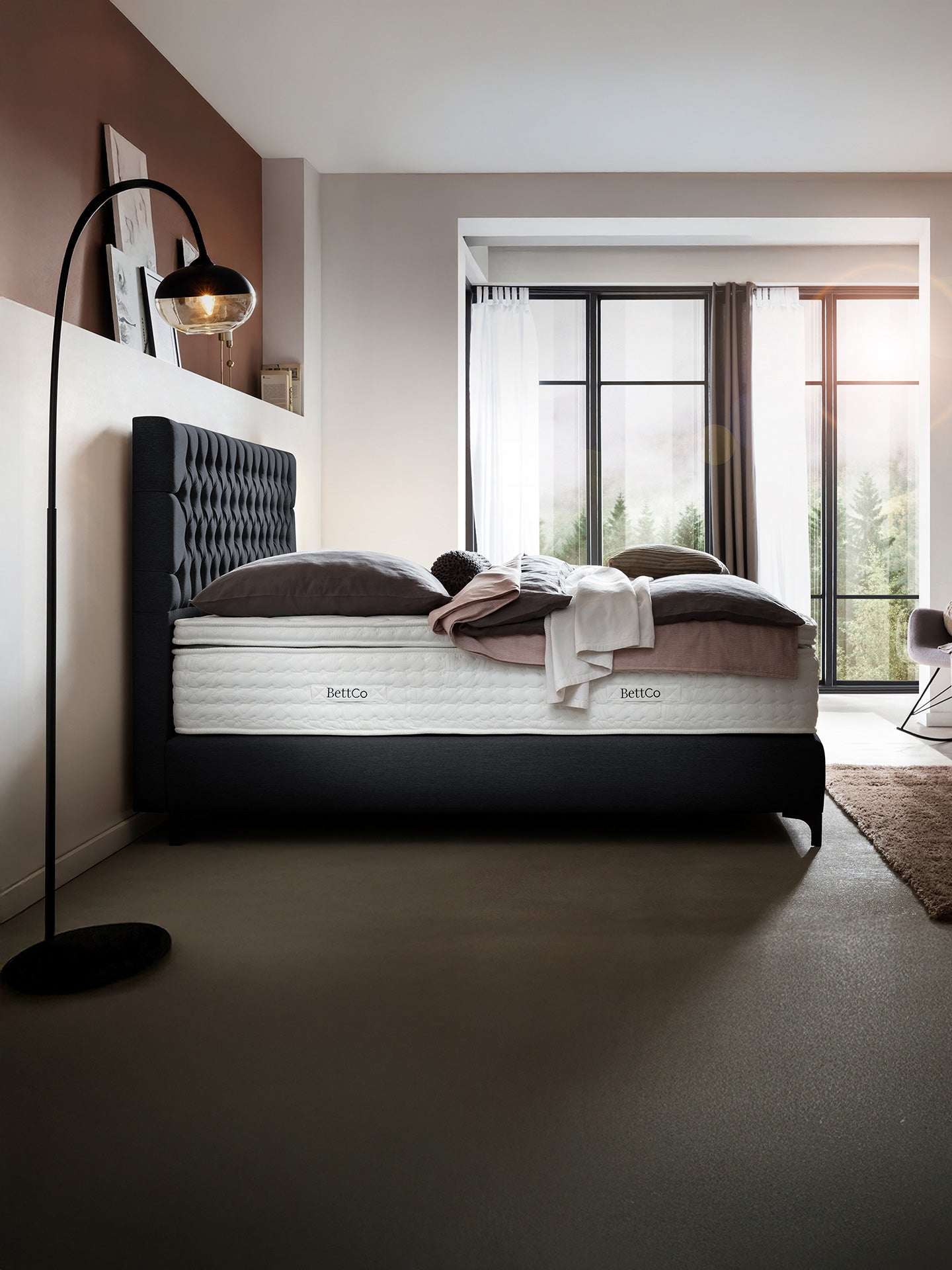 Webstoff Boxspringbett Schwarz VEGAS