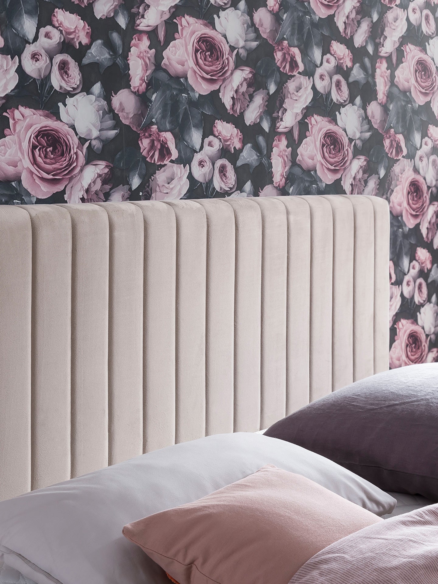 Velours Boxspringbett mit Stauraum Creme PARIS