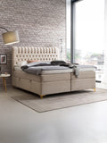 Velours Boxspringbett mit Stauraum Creme CHESTER