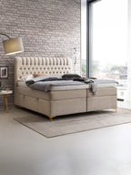 Velours Boxspringbett mit Stauraum Creme CHESTER