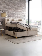 Velours Boxspringbett mit Stauraum Creme CHESTER