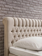 Velours Boxspringbett mit Stauraum Creme CHESTER