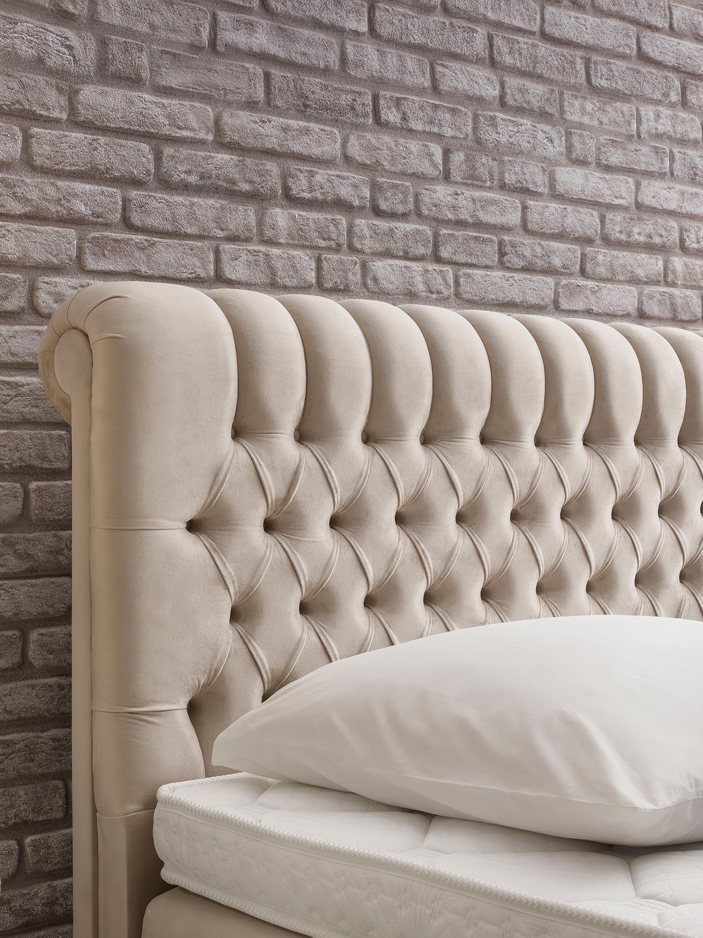 Velours Boxspringbett mit Stauraum Creme CHESTER