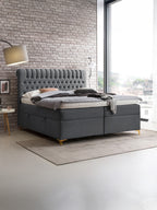 Velours Boxspringbett mit Stauraum Dunkelgrau CHESTER