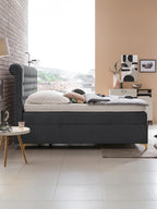 Velours Boxspringbett mit Stauraum Dunkelgrau CHESTER
