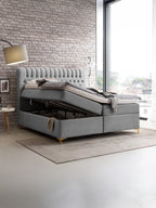 Velours Boxspringbett mit Stauraum Grau CHESTER