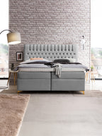 Velours Boxspringbett mit Stauraum Grau CHESTER