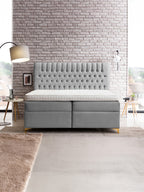 Velours Boxspringbett mit Stauraum Grau CHESTER