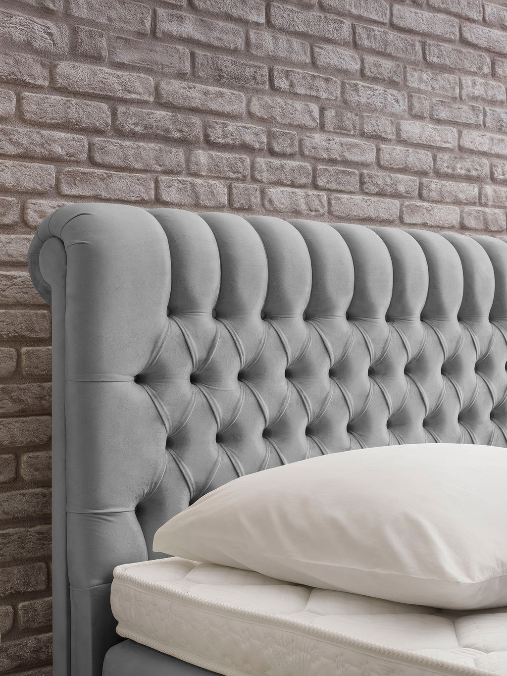 Velours Boxspringbett mit Stauraum Grau CHESTER