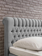 Velours Boxspringbett mit Stauraum Grau CHESTER