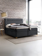 Velours Boxspringbett mit Stauraum Schwarz CHESTER
