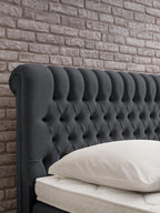 Velours Boxspringbett mit Stauraum Schwarz CHESTER