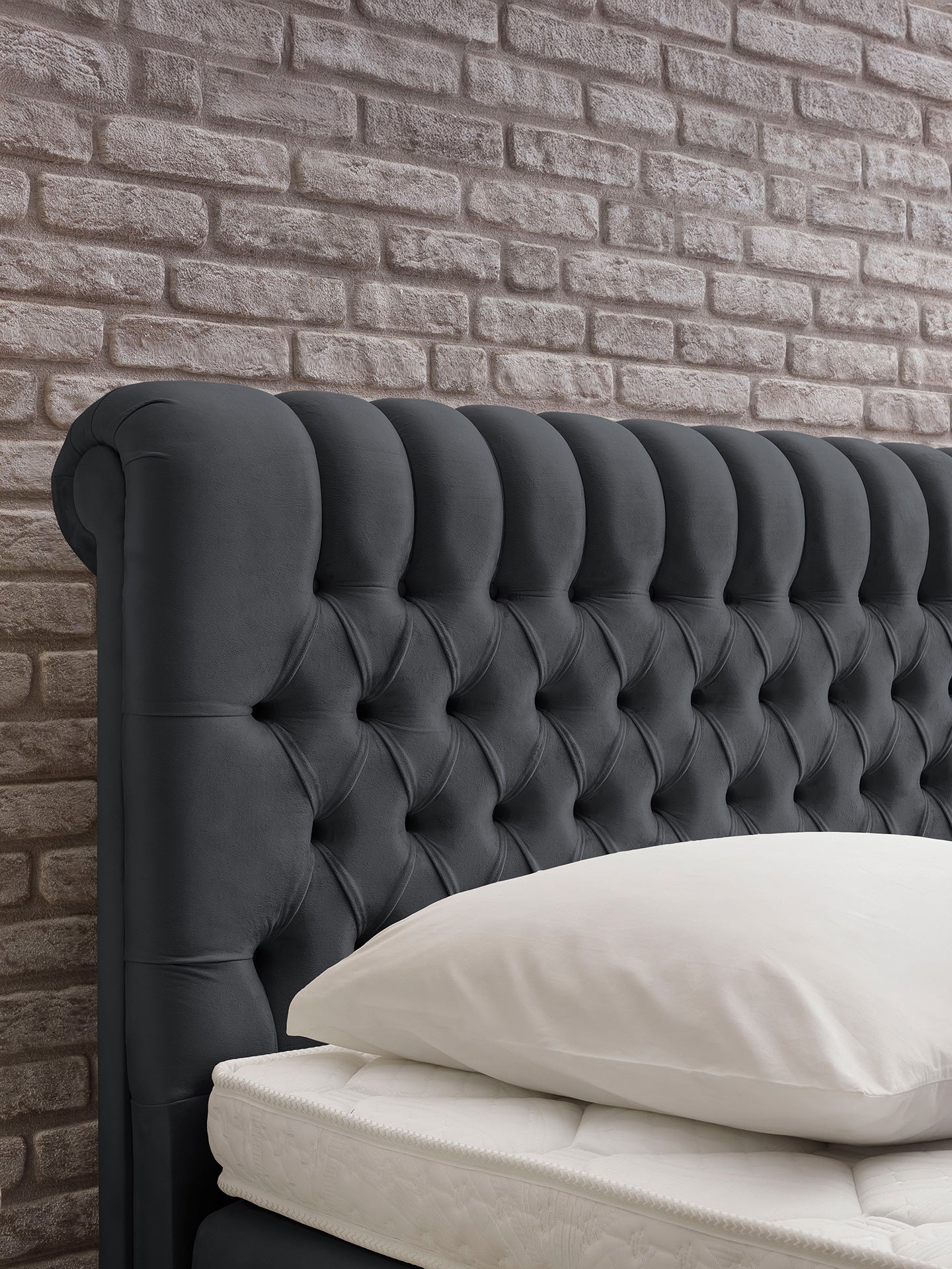 Velours Boxspringbett mit Stauraum Schwarz CHESTER