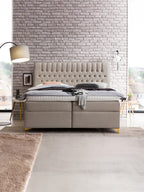 Velours Boxspringbett mit Stauraum Taupe CHESTER