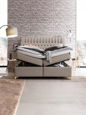 Velours Boxspringbett mit Stauraum Taupe CHESTER