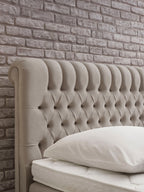 Velours Boxspringbett mit Stauraum Taupe CHESTER