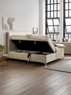 Velours Boxspringbett mit Stauraum Creme LONDON
