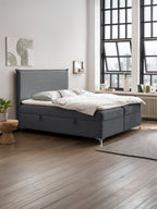 Velours Boxspringbett mit Stauraum Dunkelgrau LONDON