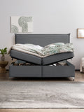 Velours Boxspringbett mit Stauraum Dunkelgrau LONDON