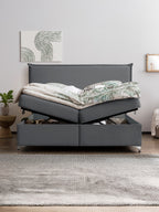 Velours Boxspringbett mit Stauraum Dunkelgrau LONDON