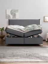Velours Boxspringbett mit Stauraum Dunkelgrau LONDON
