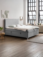 Velours Boxspringbett mit Stauraum Grau LONDON