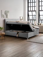 Velours Boxspringbett mit Stauraum Grau LONDON