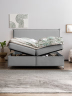Velours Boxspringbett mit Stauraum Grau LONDON