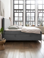 Velours Boxspringbett mit Stauraum Grau LONDON