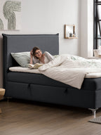 Velours Boxspringbett mit Stauraum Schwarz LONDON