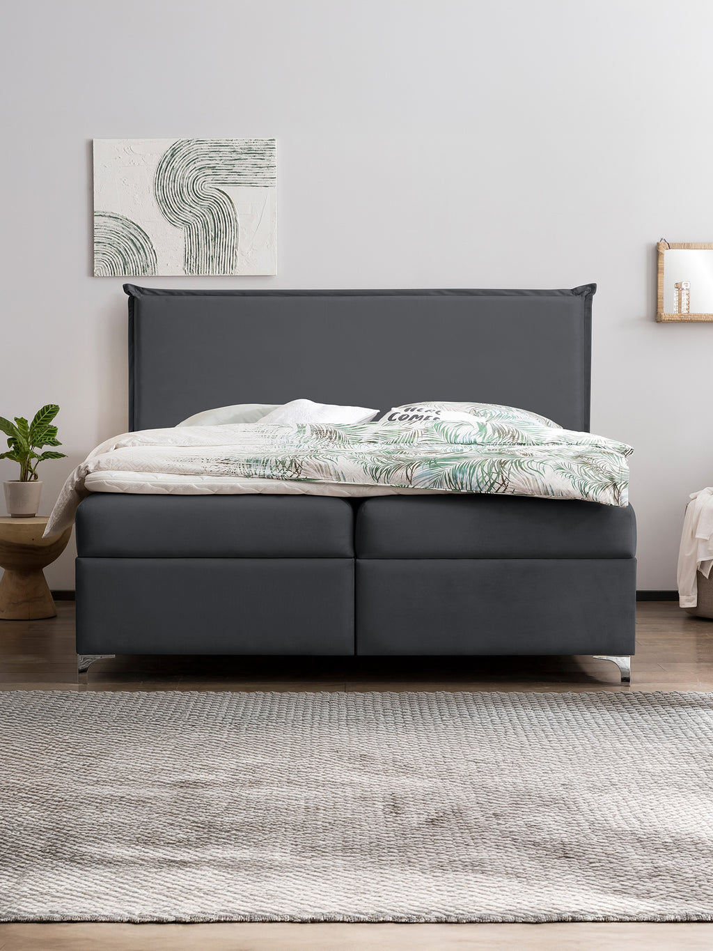 Velours Boxspringbett mit Stauraum Schwarz LONDON