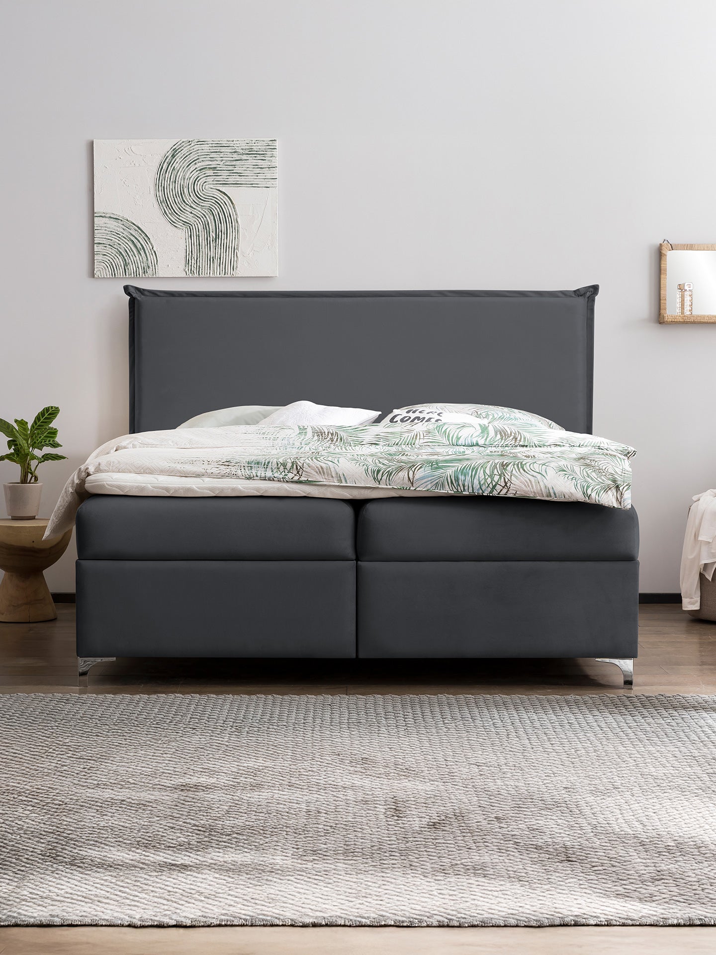 Velours Boxspringbett mit Stauraum Schwarz LONDON